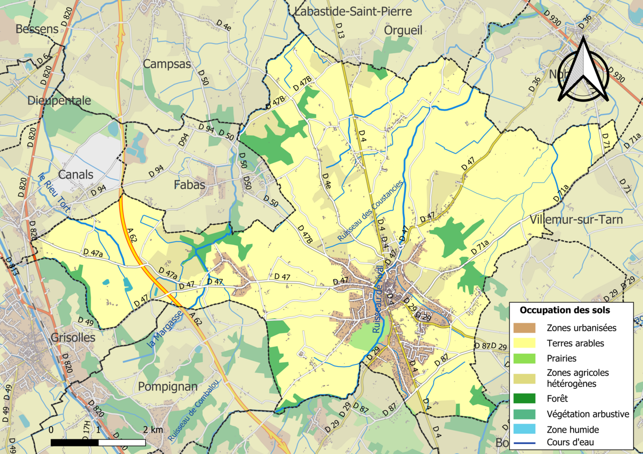 Carte des sols de la commune de Fronton